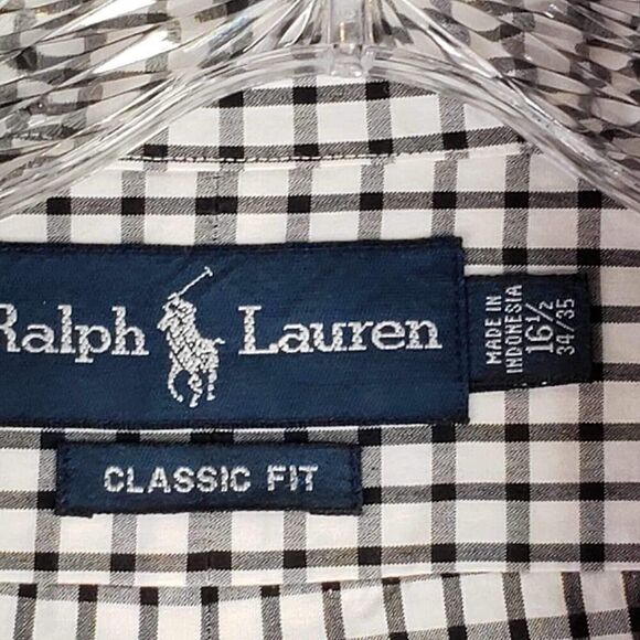 Polo Ralph Lauren Shirt Oxford Black Plaid Button Down LS Mens Size 16.5 XL - Picture 8 of 10